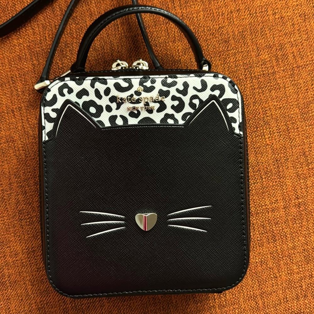 Kate Spade Daisy Vanity Meow Cat Leather Crossbody